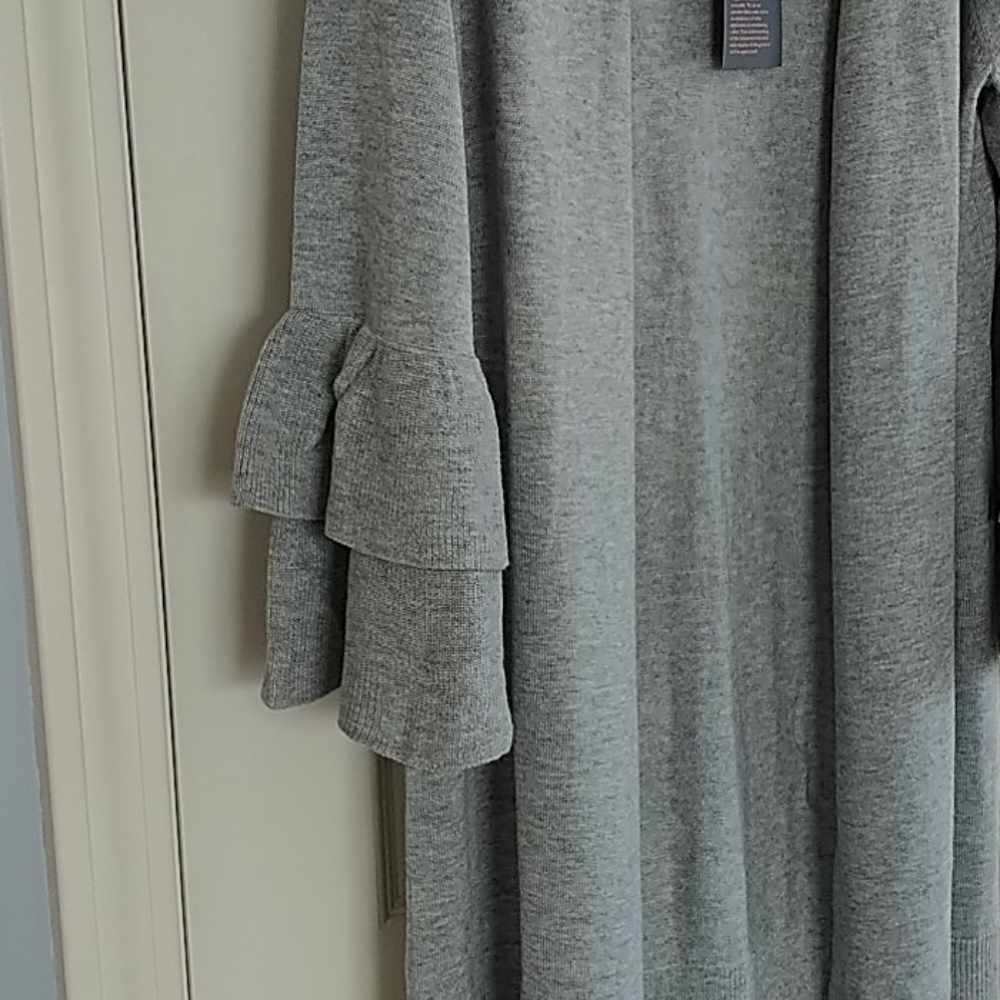 Metric, Heather Grey Cardigan w Bell Sleeves, Sz L - Picture 2 of 12